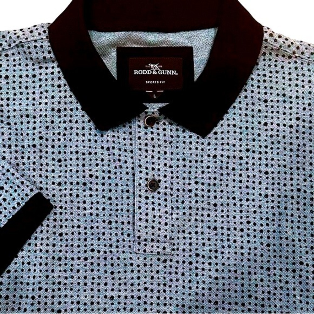 Rodd & Gunn Lynden Sports Fit Geo Jacquard Cotton Polo Men's Large Blue Black